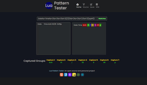 [🌐] Most popular Lua Pattern Tester